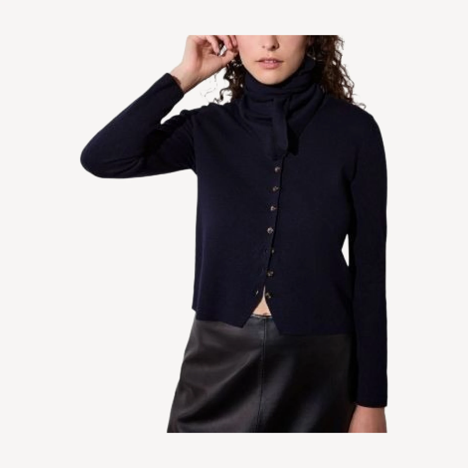 Whistles Crewneck Scarf Cardigan