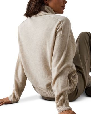 Whistles Cashmere Seam Detail High Neck Sweater