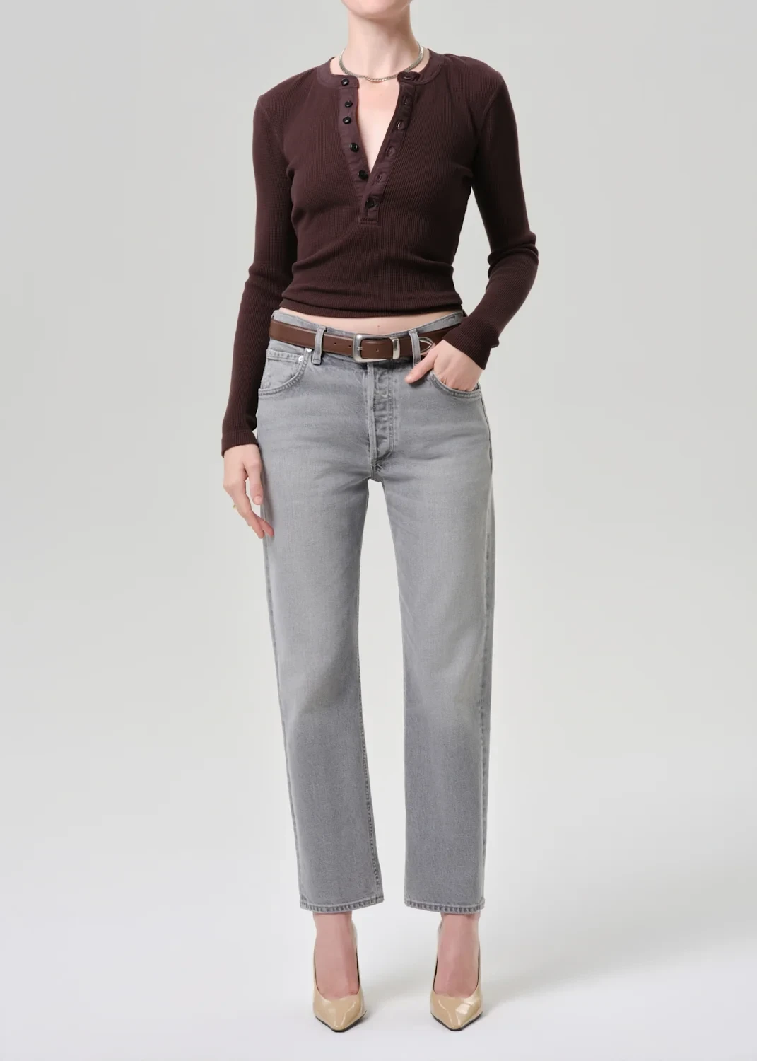 Winslow Boyfriend Long in Earl Grey