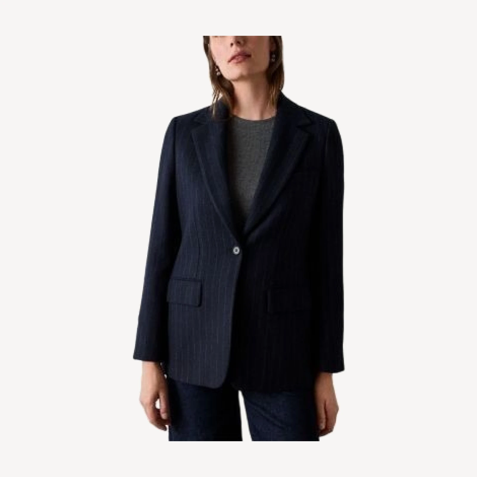 Whistles Pinstriped One Button Blazer