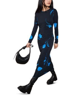 Whistles Printed Ruched Jersey Dress