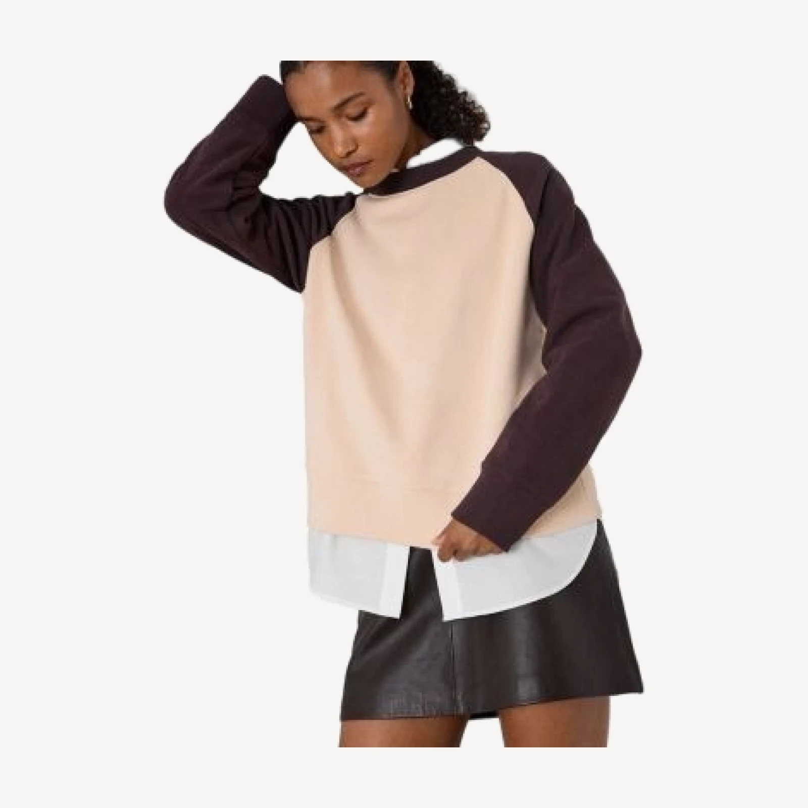 Whistles Contrast Sleeve Cotton Sweater