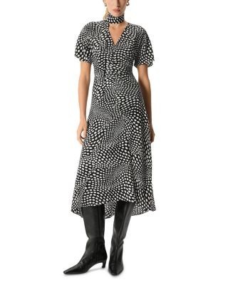 Whistles Printed V Neck Midi Dress