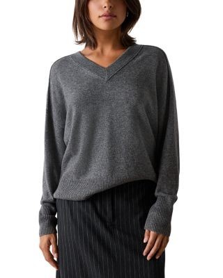 Whistles Cashmere Seam Detail V Neck Sweater