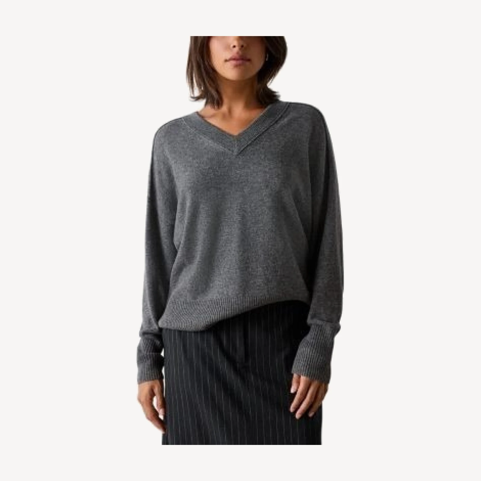 Whistles Cashmere Seam Detail V Neck Sweater