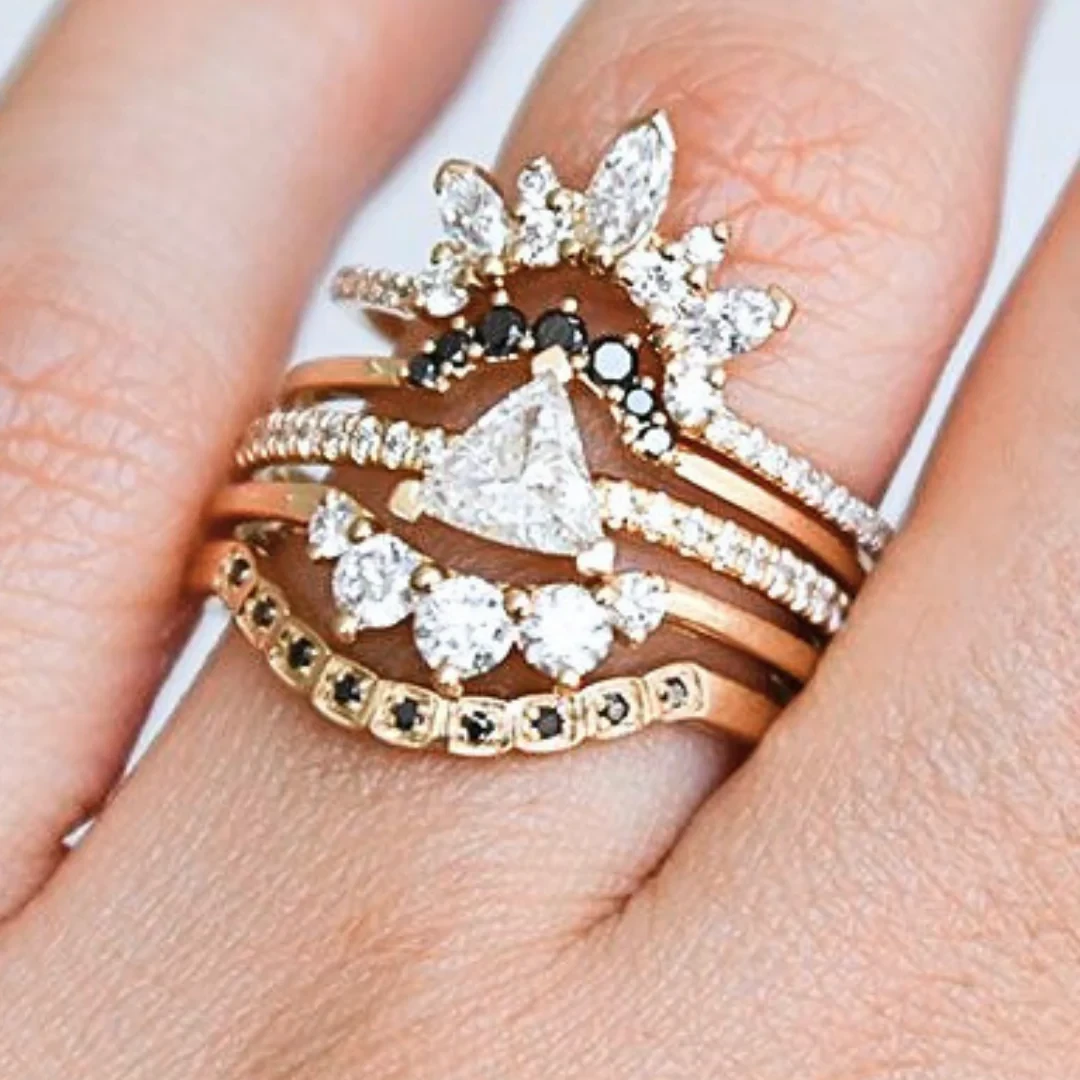 Custom Triangle Solitaire Pavé Ring
