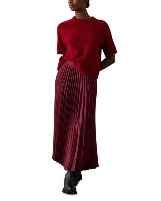 Whistles Satin Pleated Midi Skirt