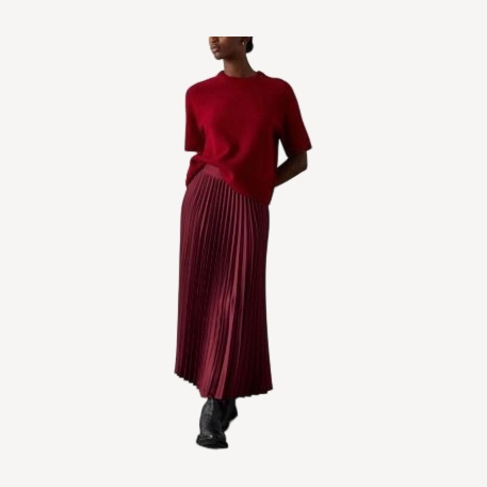 Whistles Satin Pleated Midi Skirt