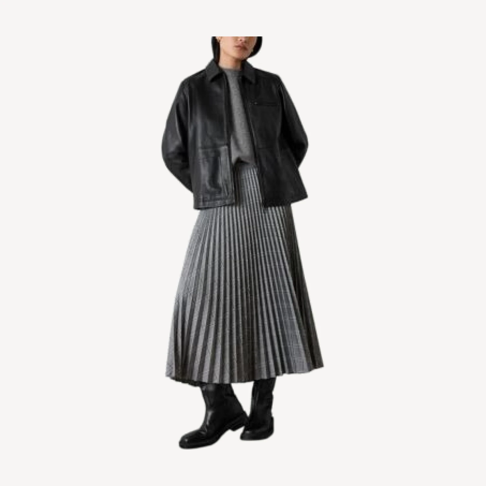 Whistles Petites Check Pleated Midi Skirt