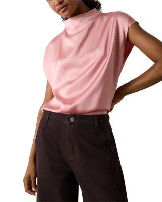 Whistles Cowl Neck Satin Sleeveless Top