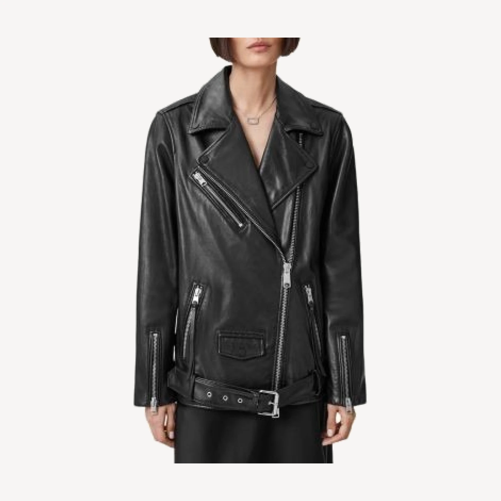 Allsaints Billie Leather Oversized Biker Jacket