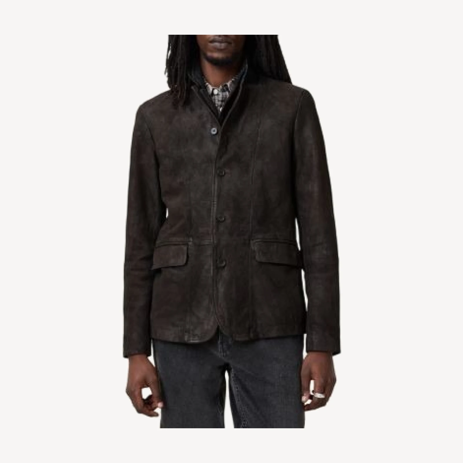 Allsaints Survey Layered Leather Blazer