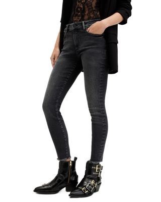 Allsaints Miller High Rise Push Up Skinny Jeans in Washed Black