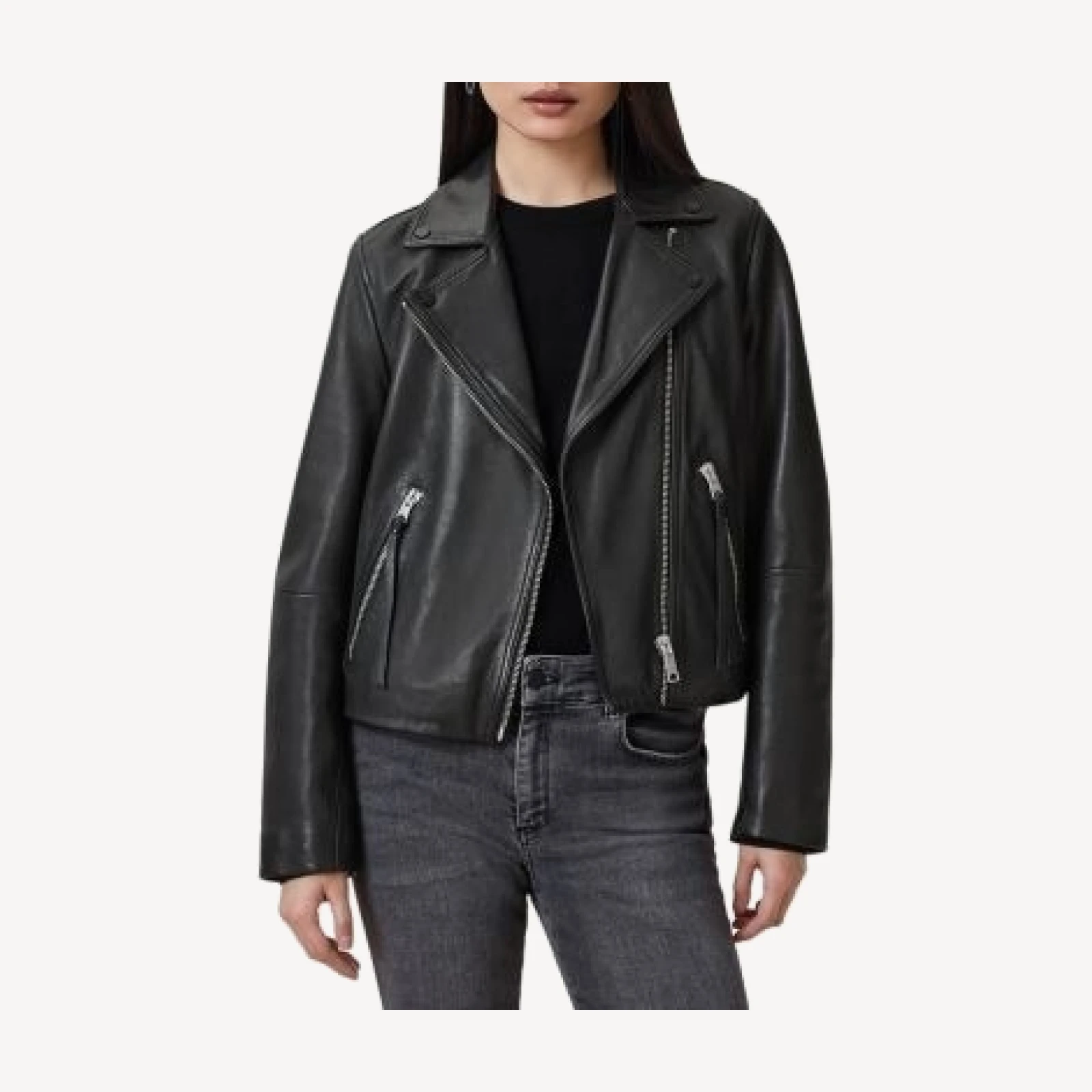 Allsaints Dalby Slim Fit Leather Biker Jacket