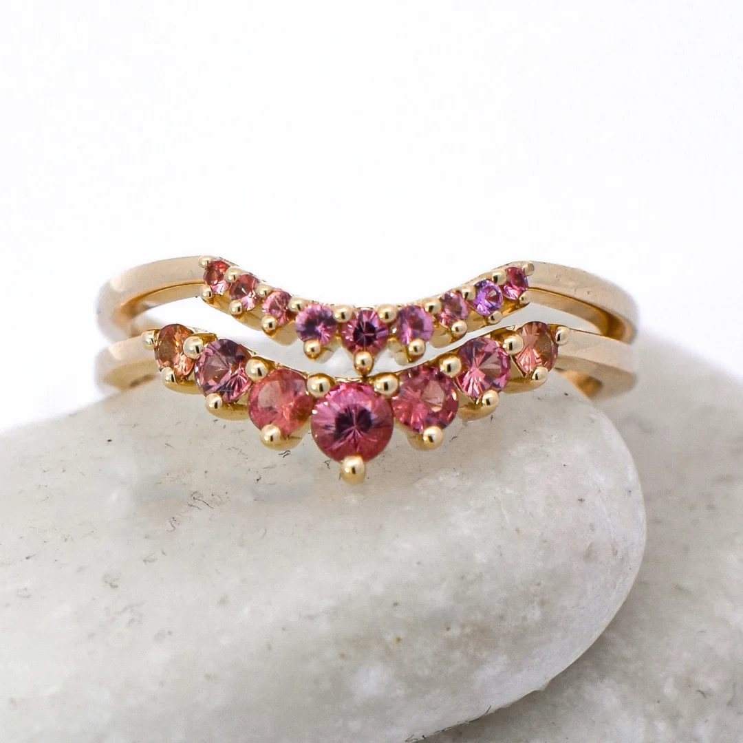 Cosmic Tiara Curve Band - Padparadscha Sapphire