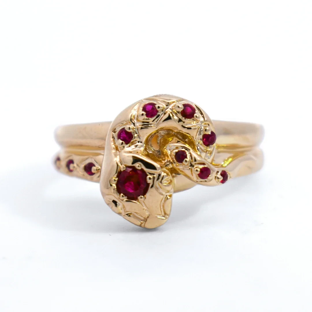 Victorian Serpent Ring - Yellow Gold & Ruby
