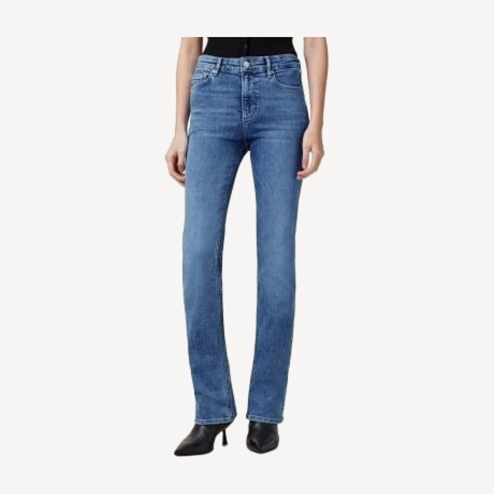 Allsaints Haldan Mid Rise Slim Bootcut Jeans in Mid Indigo