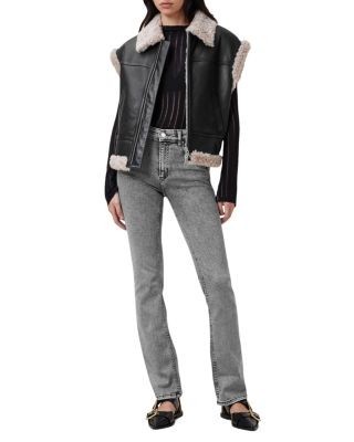 Allsaints Haldan Mid Rise Slim Bootcut Jeans in Washed Grey