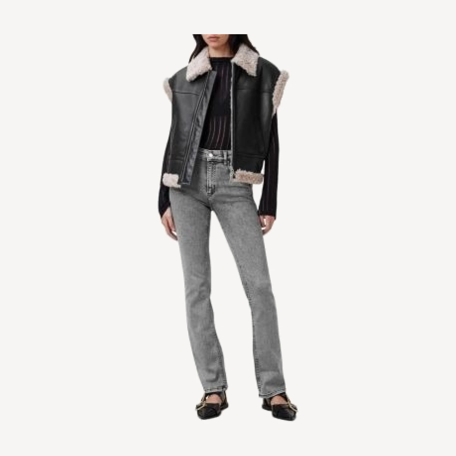 Allsaints Haldan Mid Rise Slim Bootcut Jeans in Washed Grey