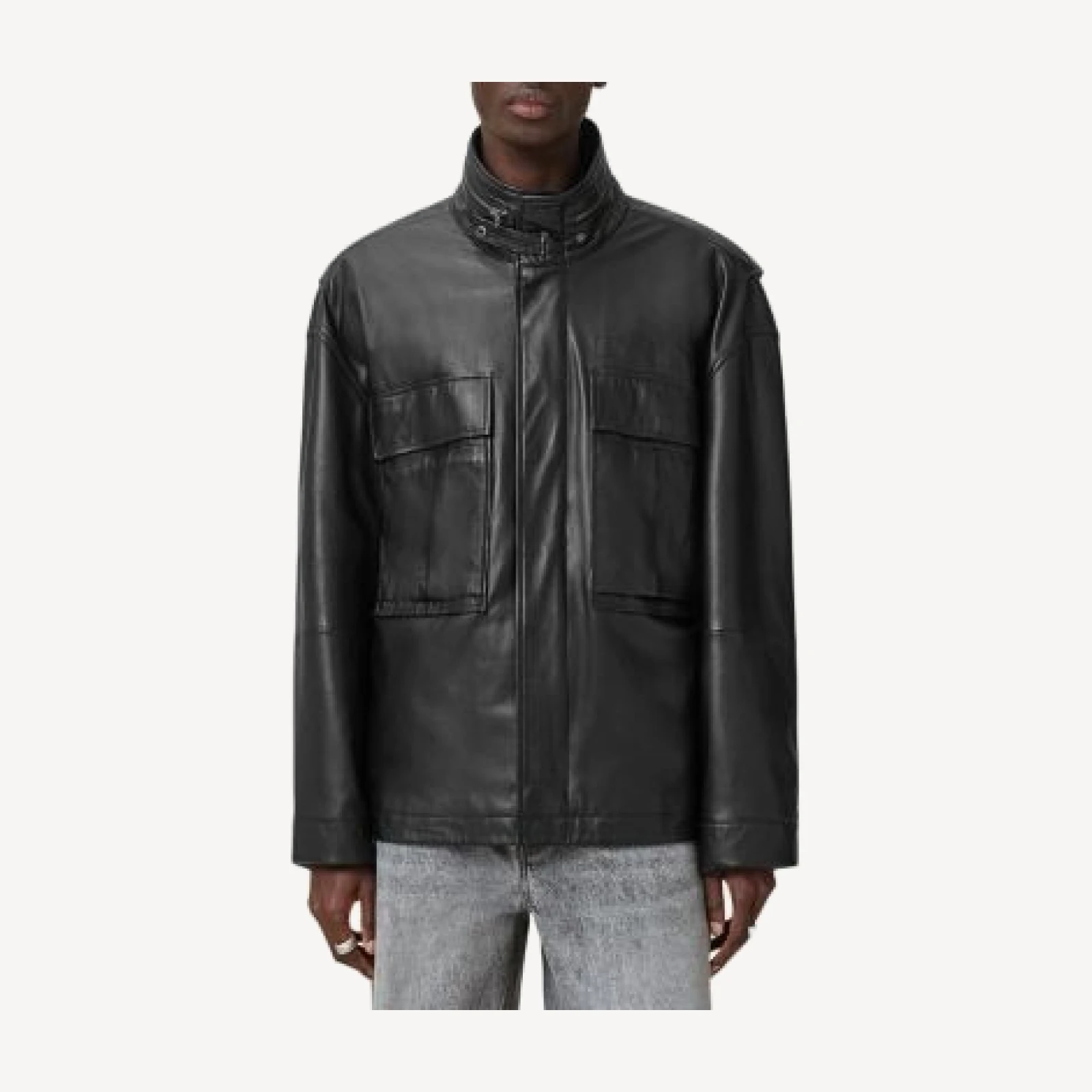 Allsaints Halton Relaxed Fit Leather Jacket