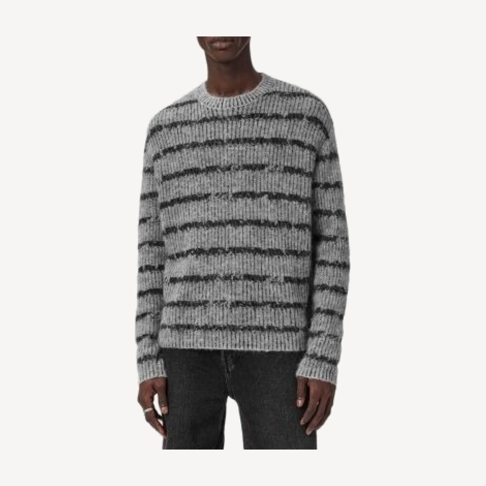 Allsaints Dissolved Striped Crewneck Sweater