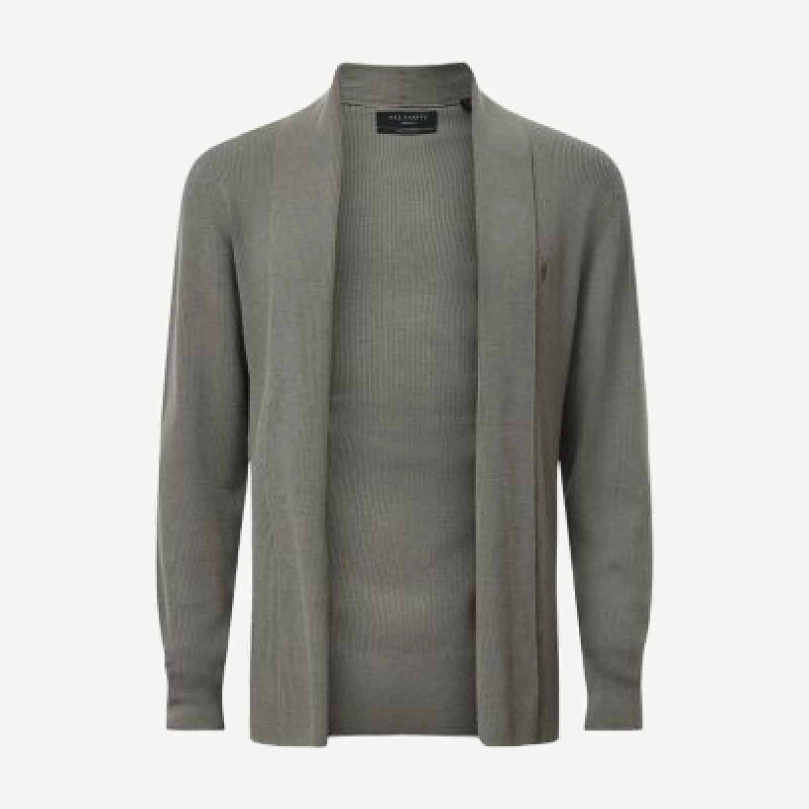 Allsaints Mode Regular Fit Merino Wool Open Cardigan Sweater