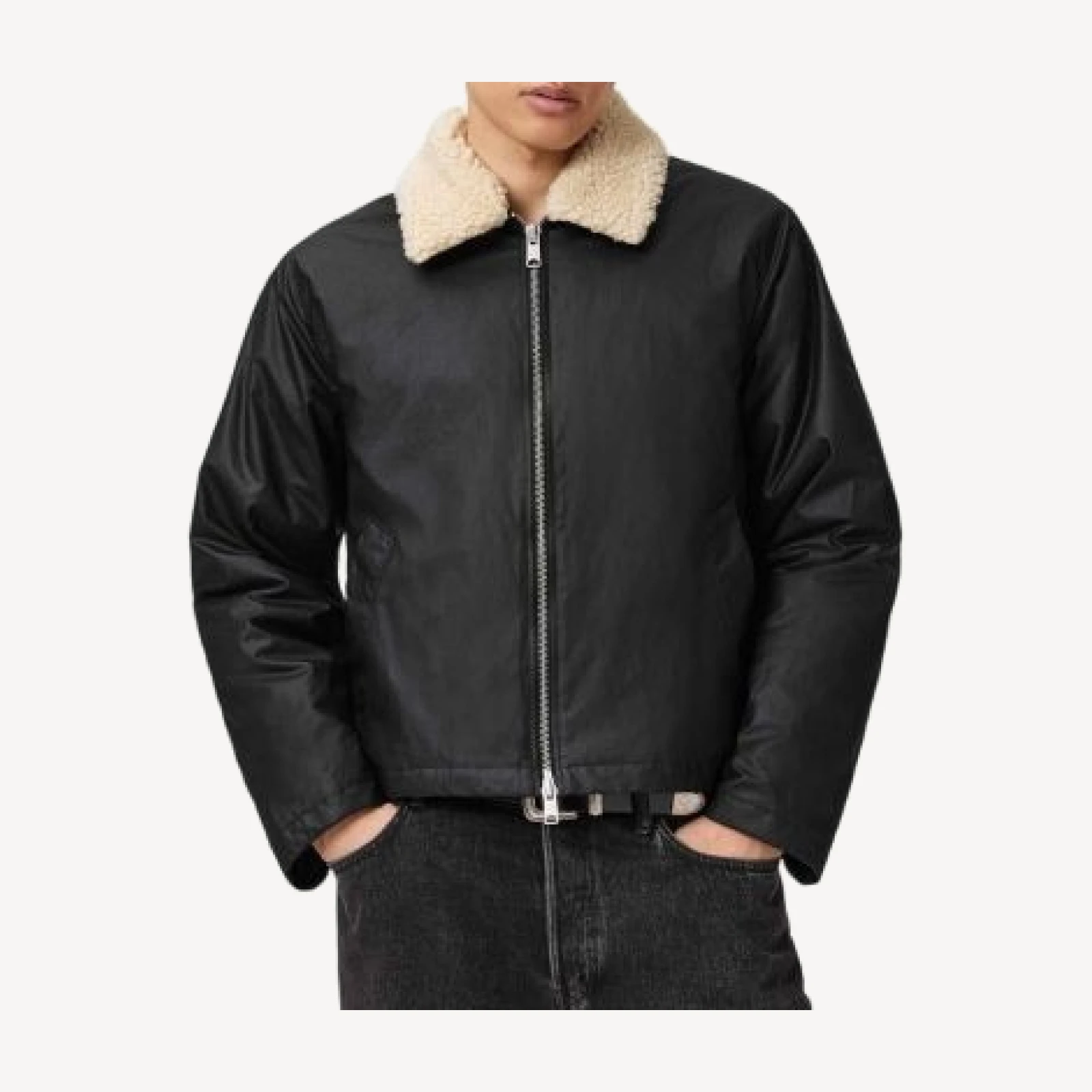 Allsaints Boston Fleece Collar Wax Jacket
