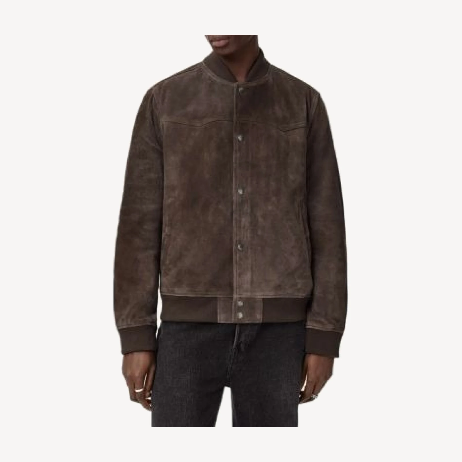 Allsaints Stafford Relaxed Fit Suede Bomber Jacket
