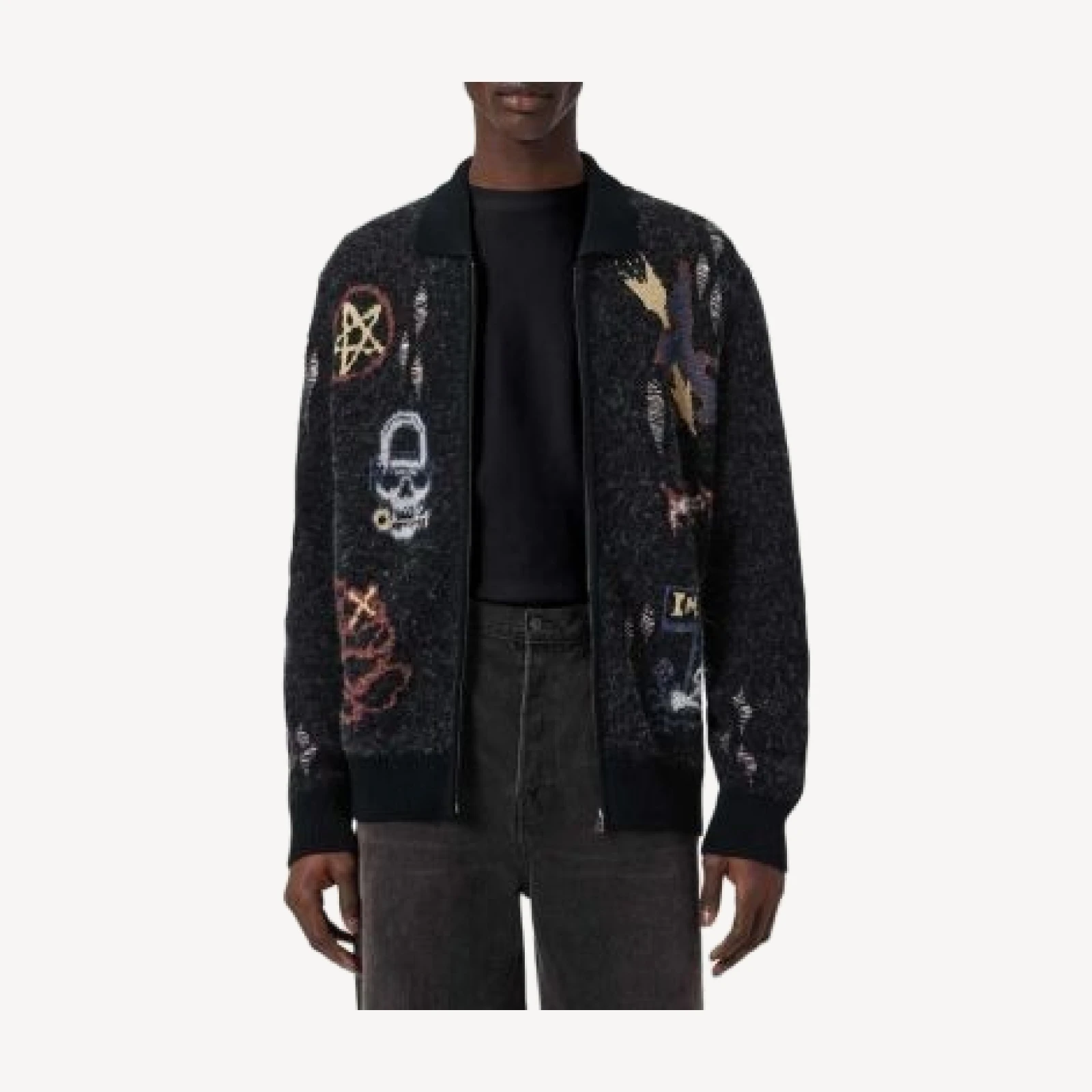 Allsaints Meller Graphic Cardigan Sweater