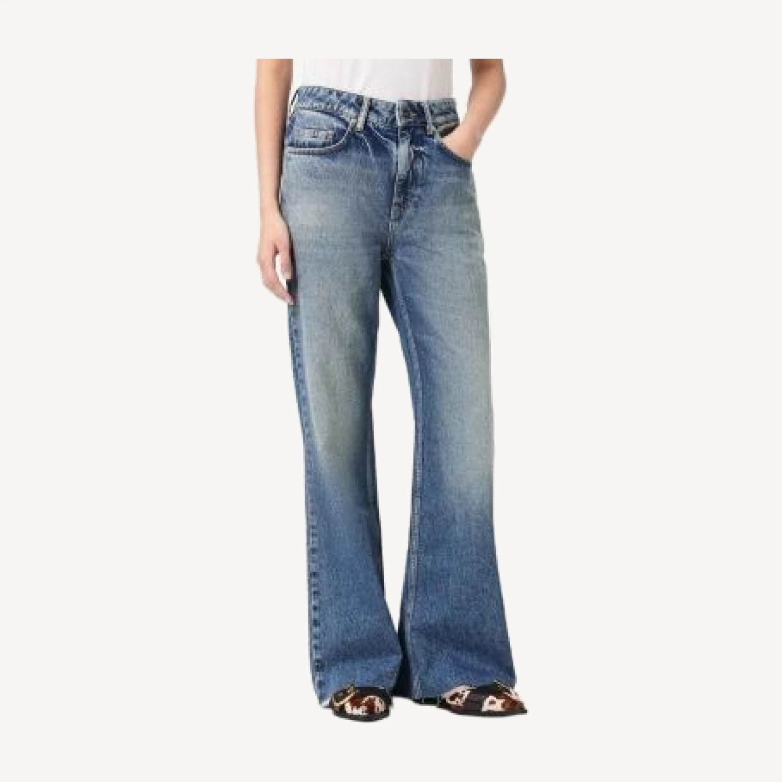 Allsaints Ember High Rise Flare Leg Jeans in Vintage Indigo