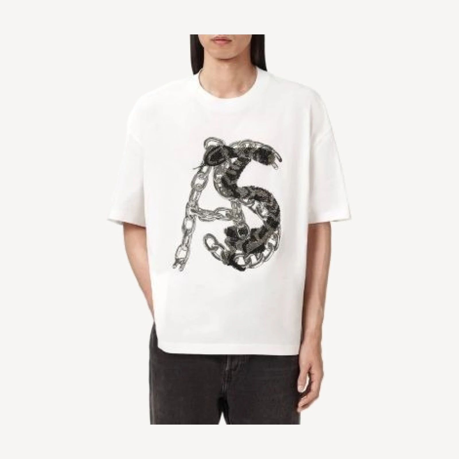 Allsaints Scale Embellished Logo Graphic Tee