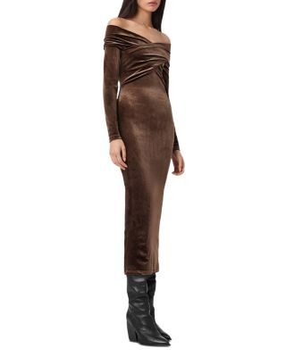 Allsaints Delta Velvet Midi Dress