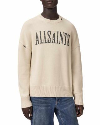 Allsaints Crossed Oversized Fit Logo Crewneck Sweater