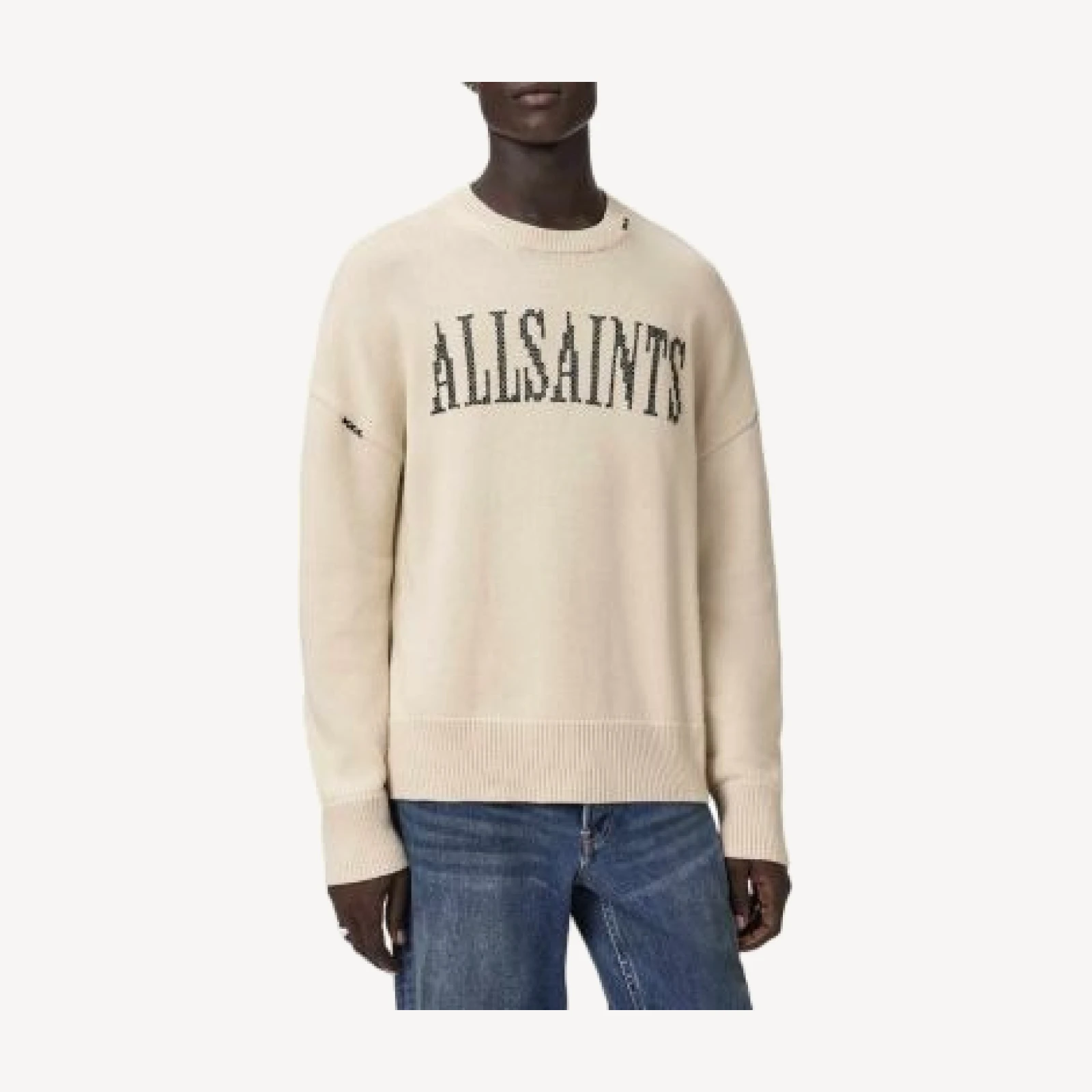 Allsaints Crossed Oversized Fit Logo Crewneck Sweater