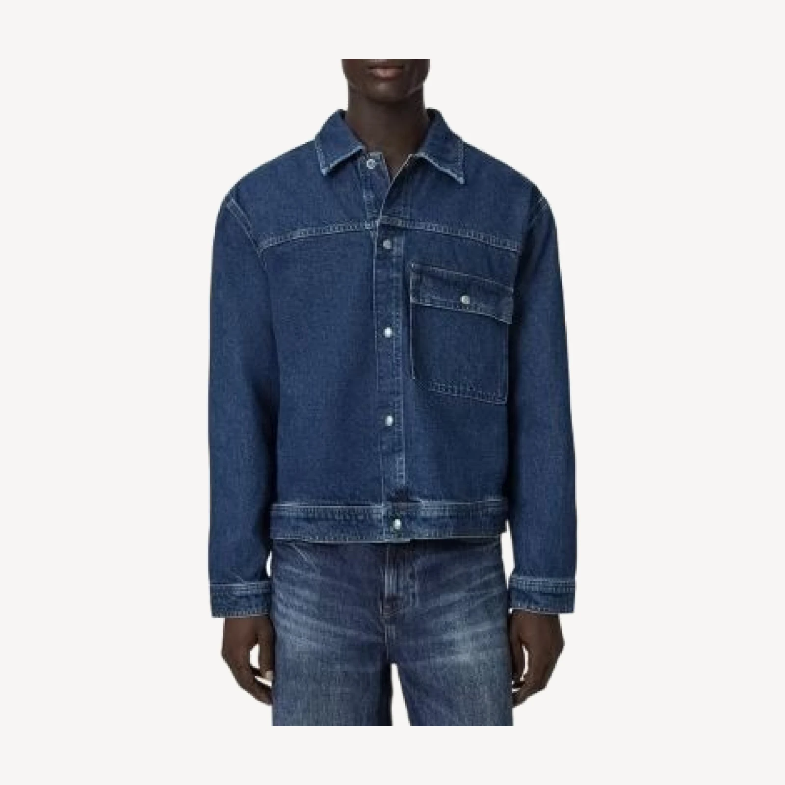 Allsaints Cast Denim Jacket in Dark Indigo
