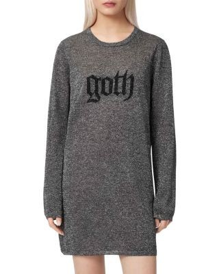 Allsaints Deetz Goth Graphic Sweater Dress