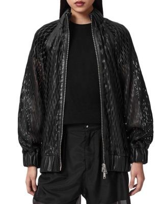 Allsaints Perforated Leather Bomber Jacket