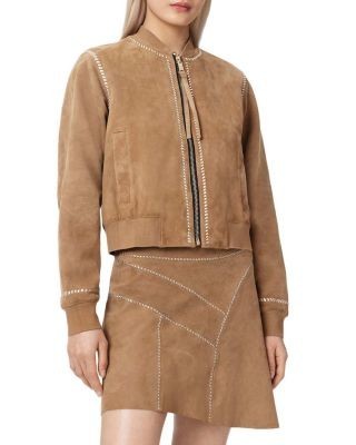 Allsaints Orten Whipstitch Suede Bomber Jacket