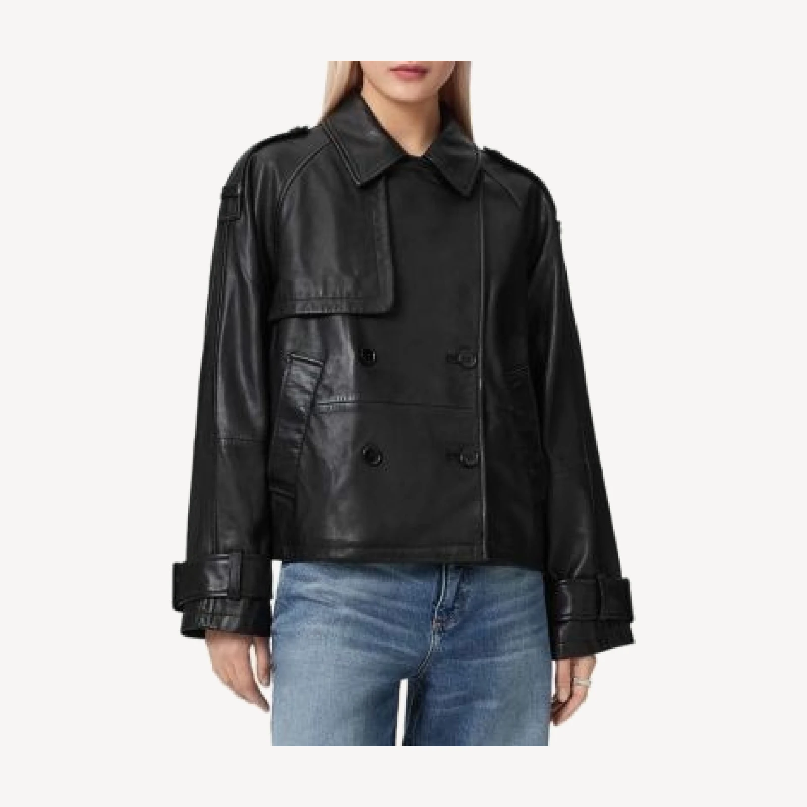 Allsaints Reya Cropped Leather Jacket