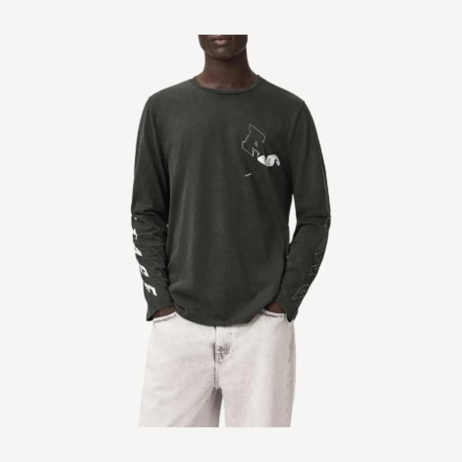 Allsaints Upstaged Logo Graphic Crewneck Shirt