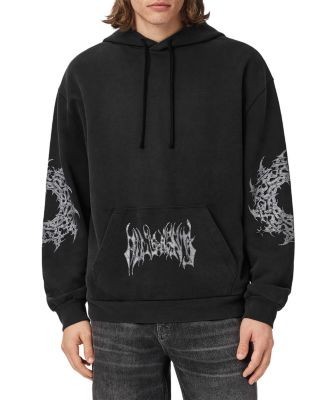 Allsaints Helvette Metal Logo Graphic Drawstring Hoodie