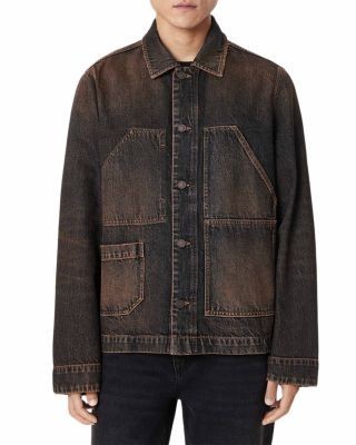 Allsaints Mukesh Cotton Blend Washed Denim Pocket Jacket