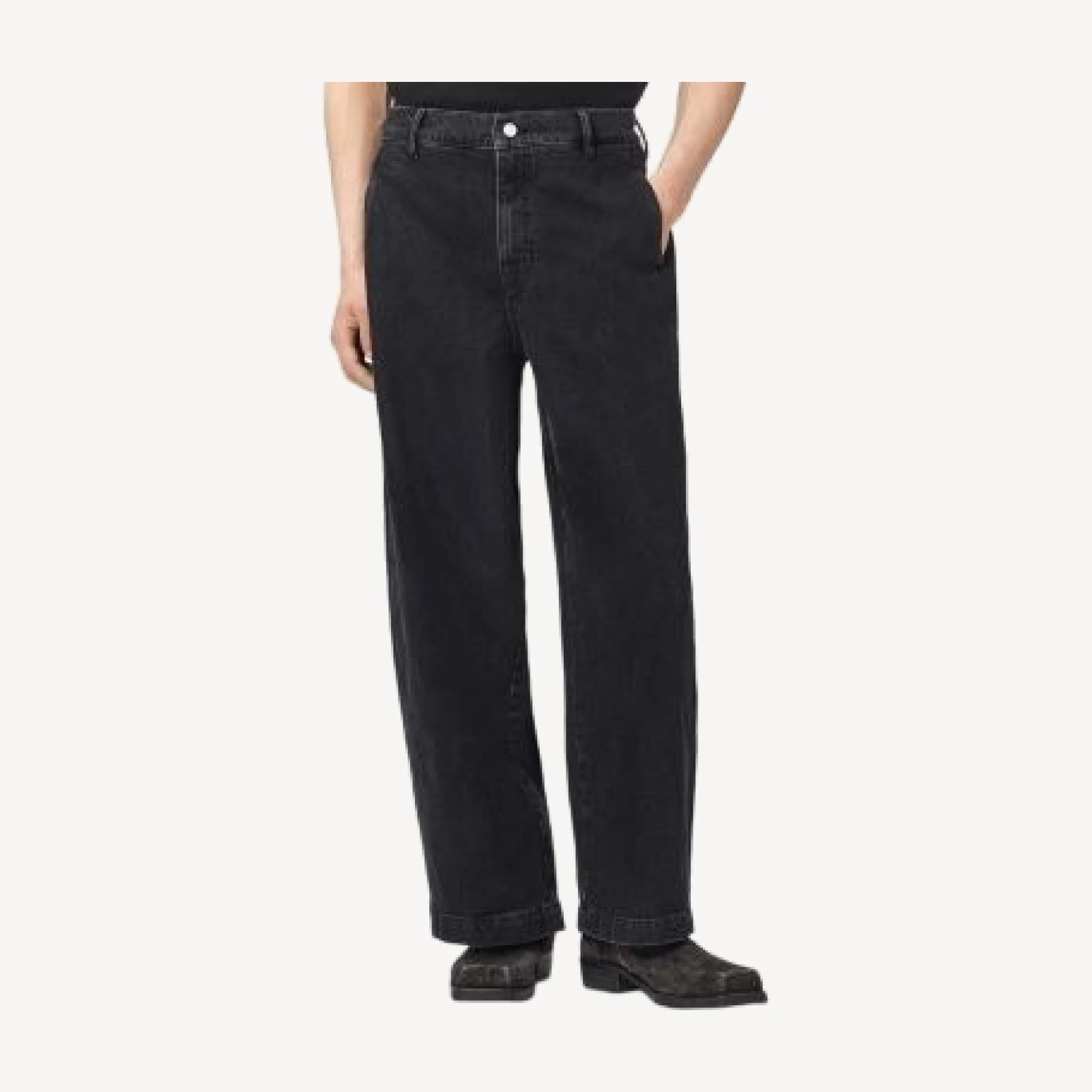 Allsaints Raafi Cotton Blend Relaxed Barrel Leg 29.9 Jeans in Washed Black