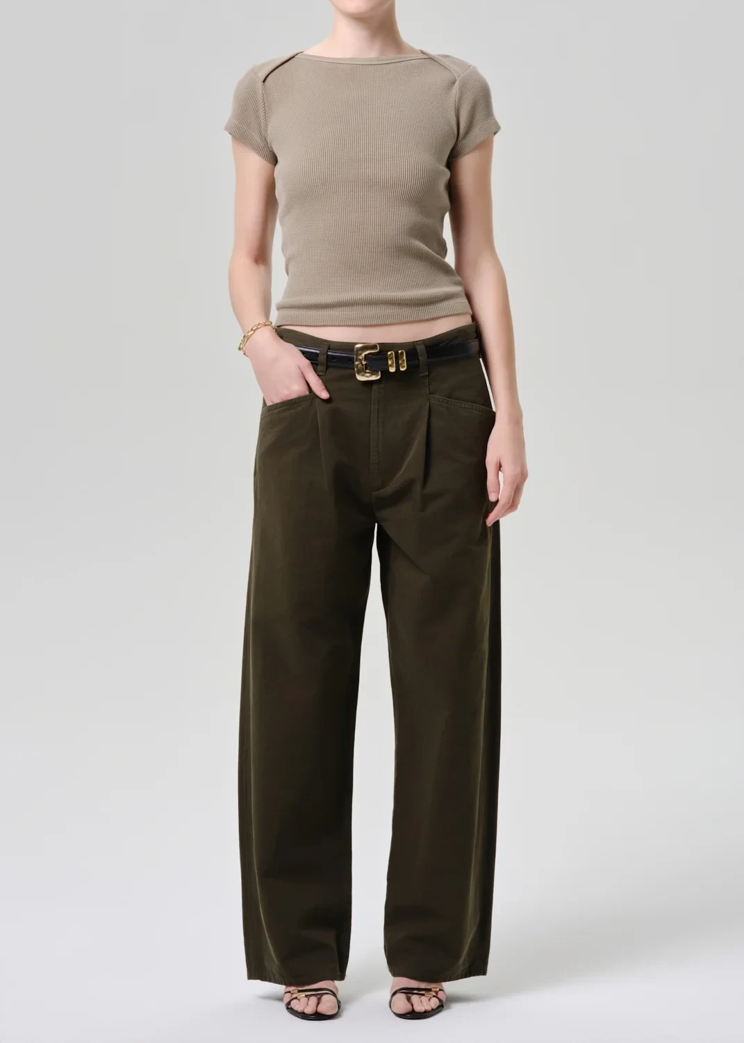 Velha Italian Fine Twill Trouser in Moss