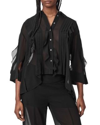 Allsaints Minna Ruffled High Low Shirt