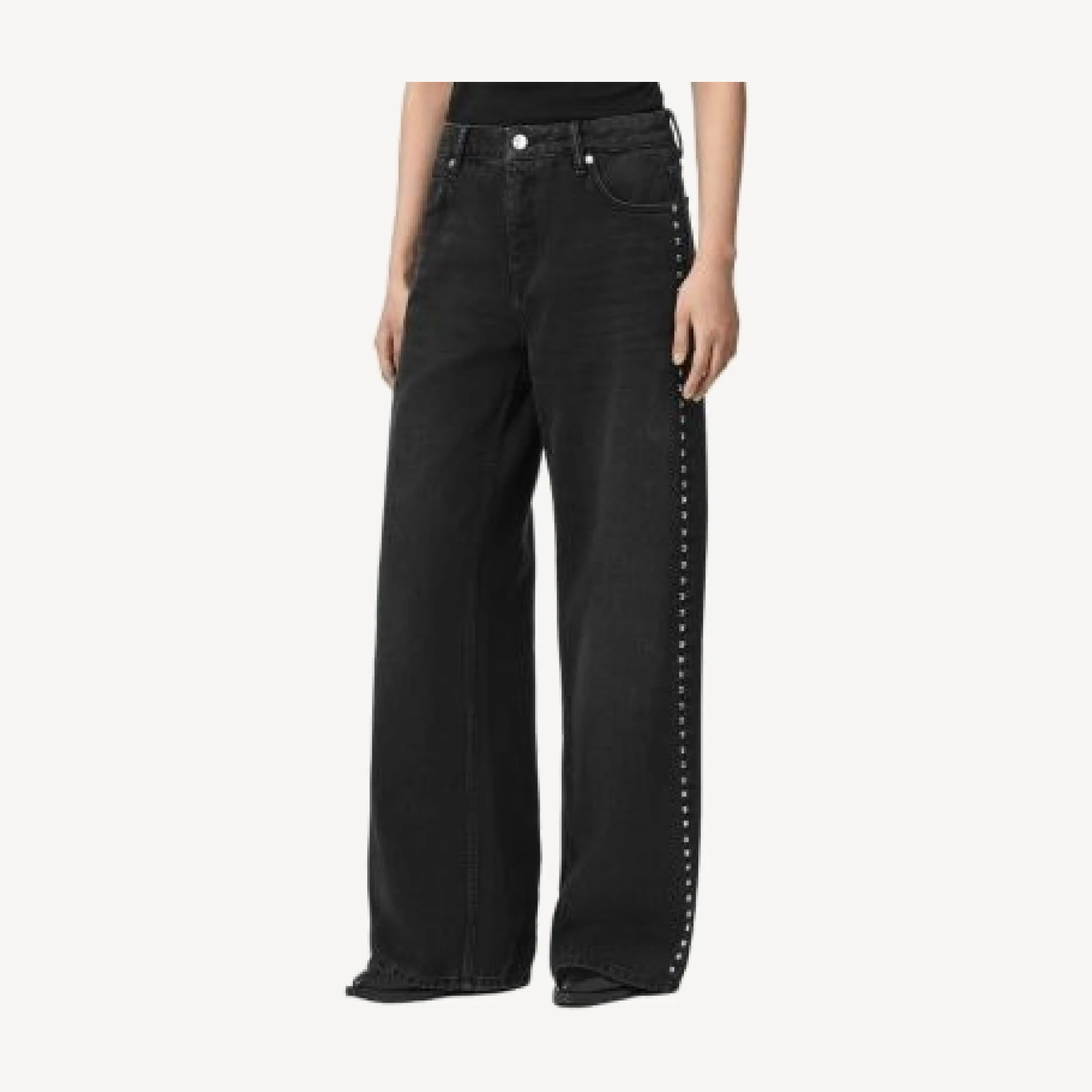 Allsaints Sway Stud Jeans in Washed Black
