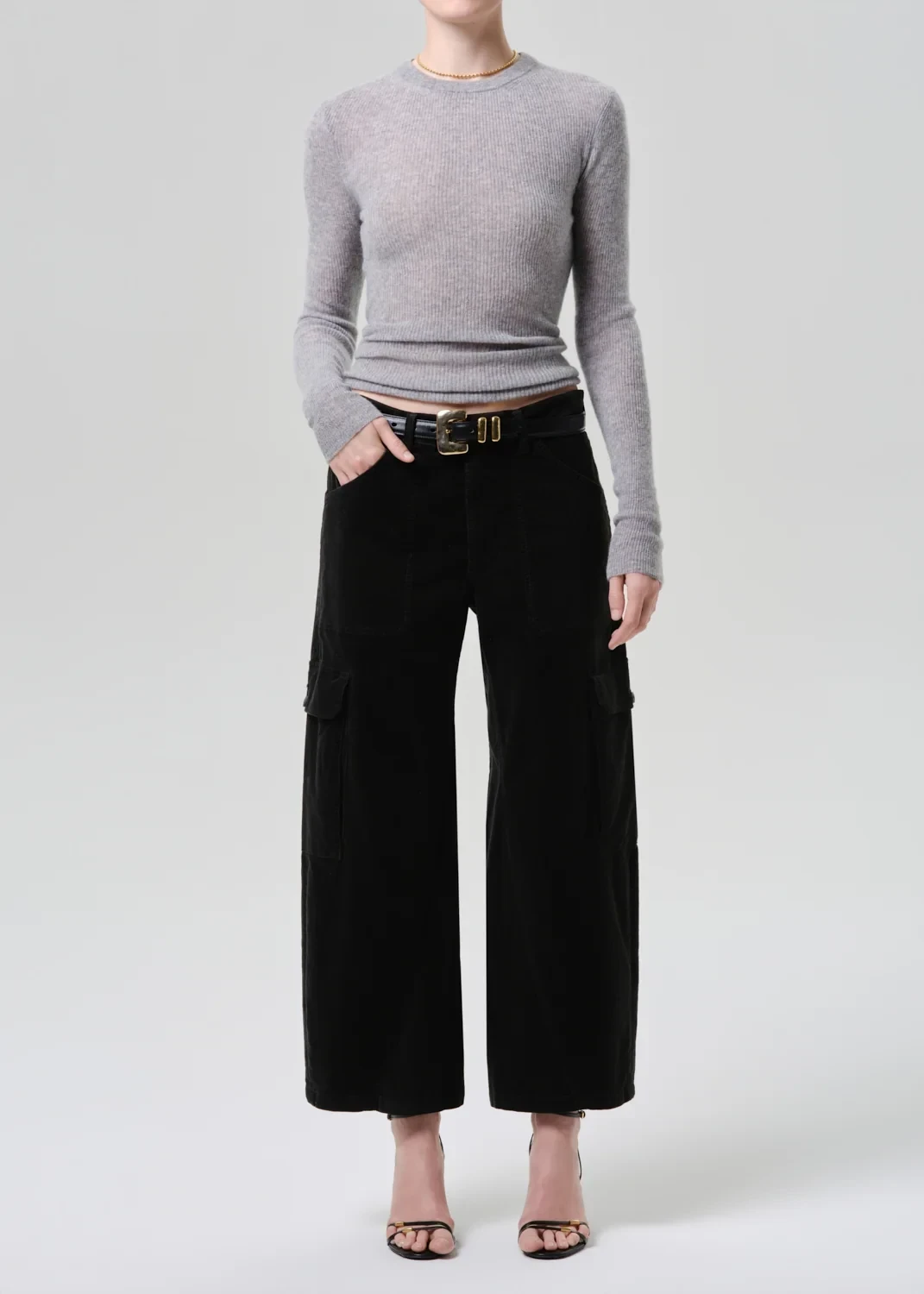 Thassos Twisted Seam Utility Stretch Baby Corduroy Pant in Costes