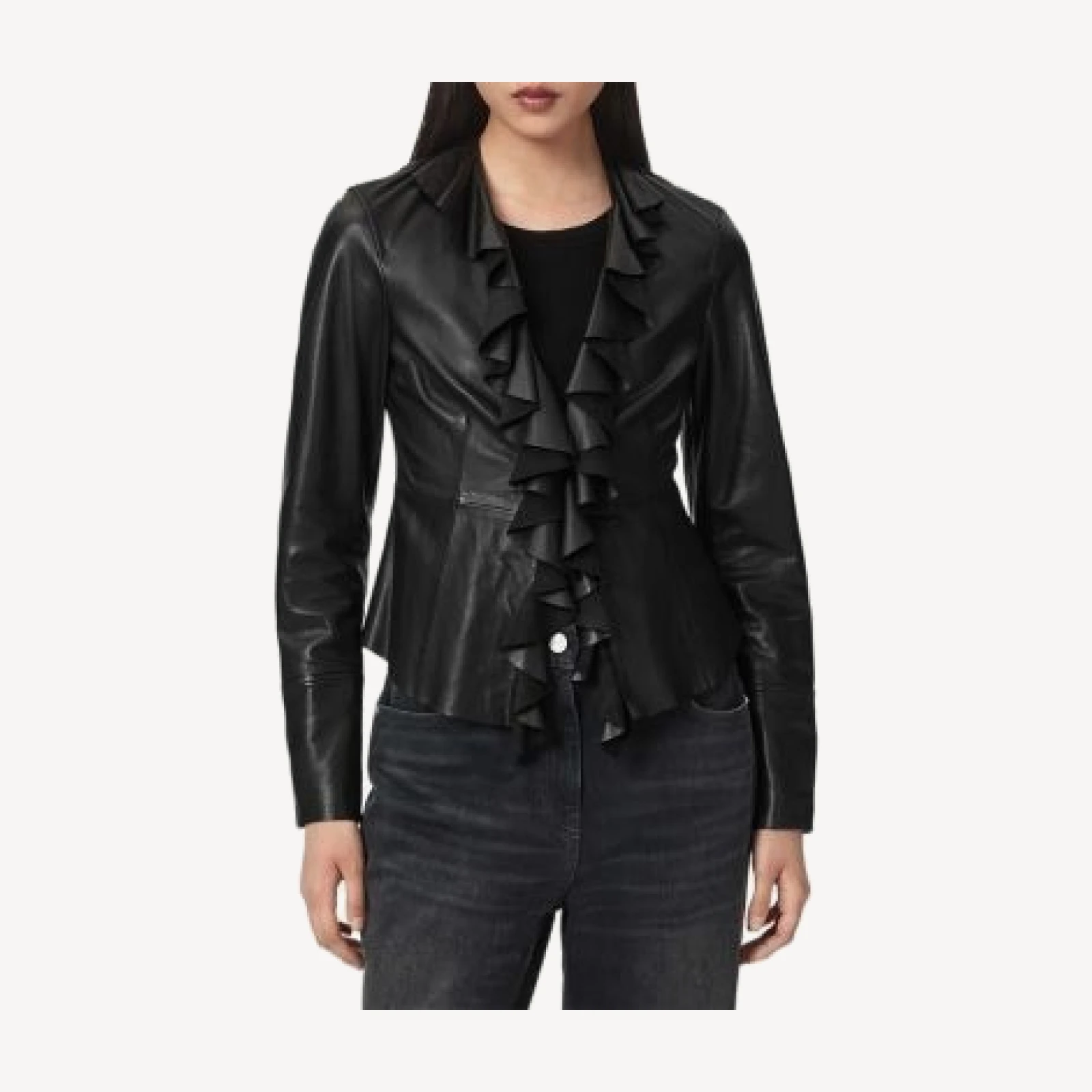 Allsaints Luana Lea Leather Ruffled Shirt