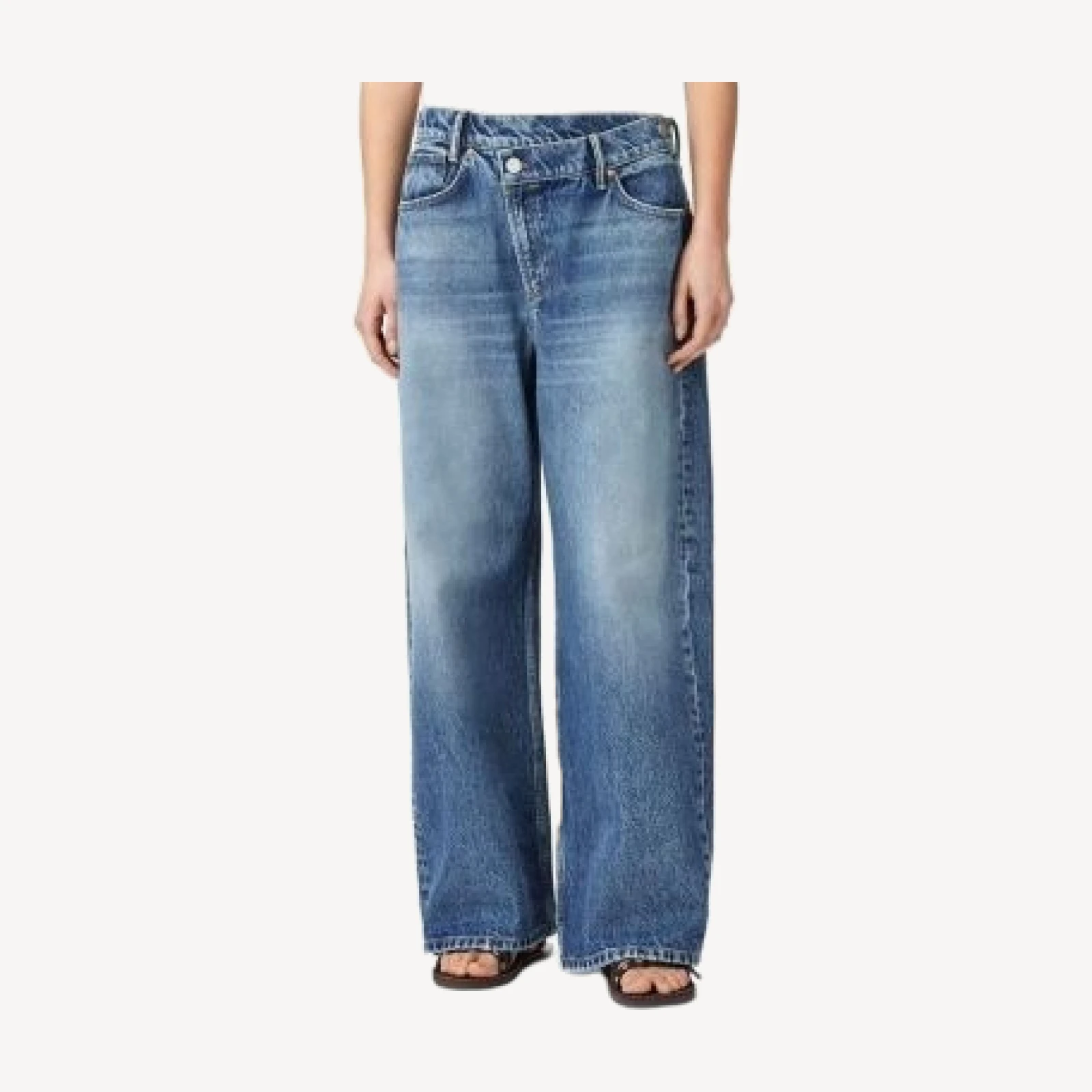 Allsaints Aki Mid Rise Crossover Jeans in Vintage Indigo