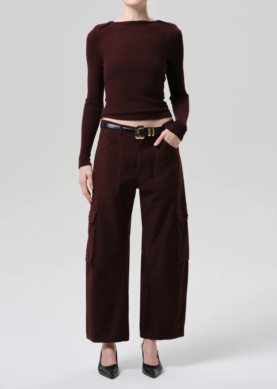 Thassos Twisted Seam Utility Pant in Mahogany